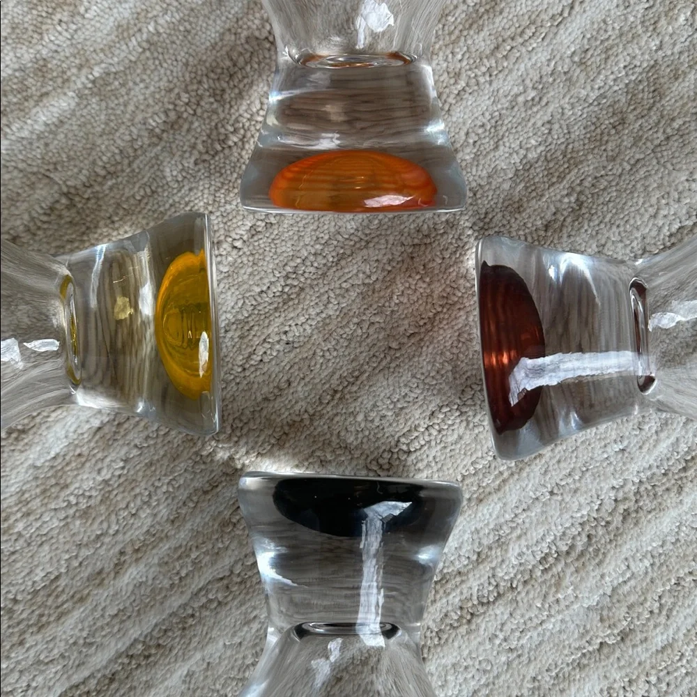 Vintage Set of 4 Colony Calypso Multi Color Drinking Glasses - Cocktail Tumblers